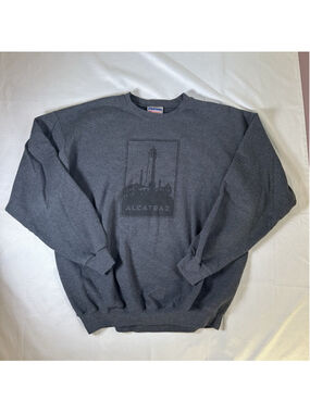 Vintage Hanes Print Pro Mens Alcatraz Crewneck Sweatshirt Size Large Gray